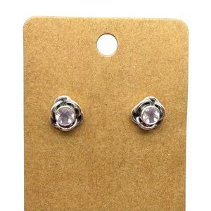 Rose Quartz Flower Stud Earrings Solid 925 Sterling Silver Pierced Light Pink